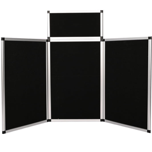 ISXACFF 3+1 Panel Trade Show Presentation Board 70.8“ x 35.4” Trifold Poster Board Folding 3 Panel Exhibition Display Boards Double Sided Tabletop Display with Storage Bag Hook & Loop-Receptive Fabric