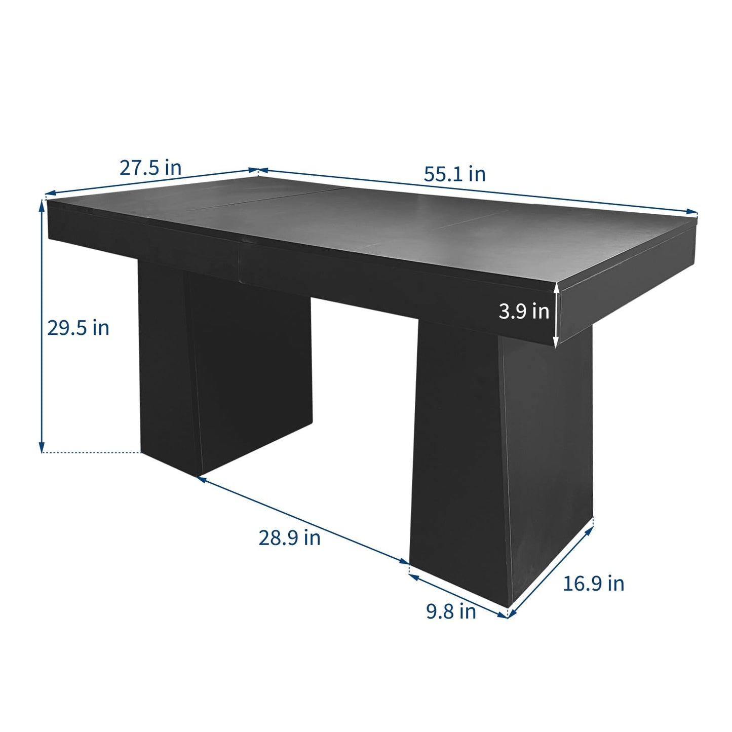 Garvee 55" Executive Desk, Mid-Century Modern Home Office Desks with Double Trapezoid Base, Wood Computer Desk Business Furniture Workstation Writing Table Conference Table, Black