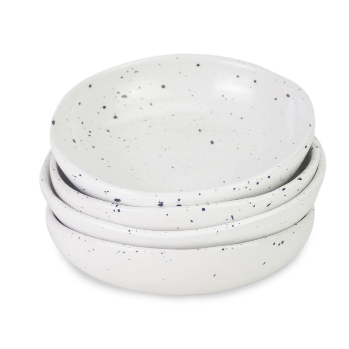 roro 5 Inch Handmade Ceramic Small Bowl, Glossy White Speckled