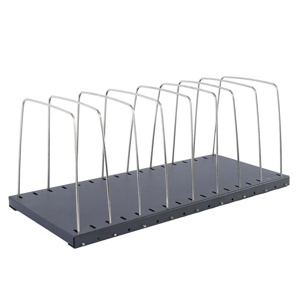 MMF Industries STEELMASTER Adjustable Desk File Organizer Rack | 8 Compartments | Wire Dividers | Black | Scratch & Chip-Resistant Finish | Non-slip Padded Feet | Office Organization