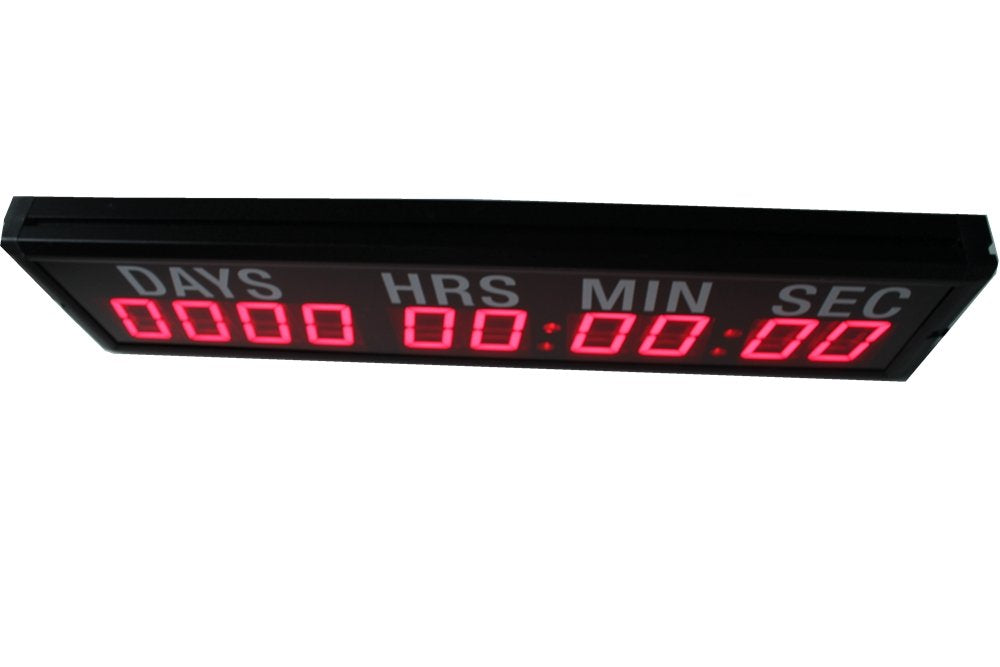 AZOOU 2.3-Inch 10 Digits Red LED Timer Countdown/Up Wall Mounted Clock with Days Hours Minutes Seconds