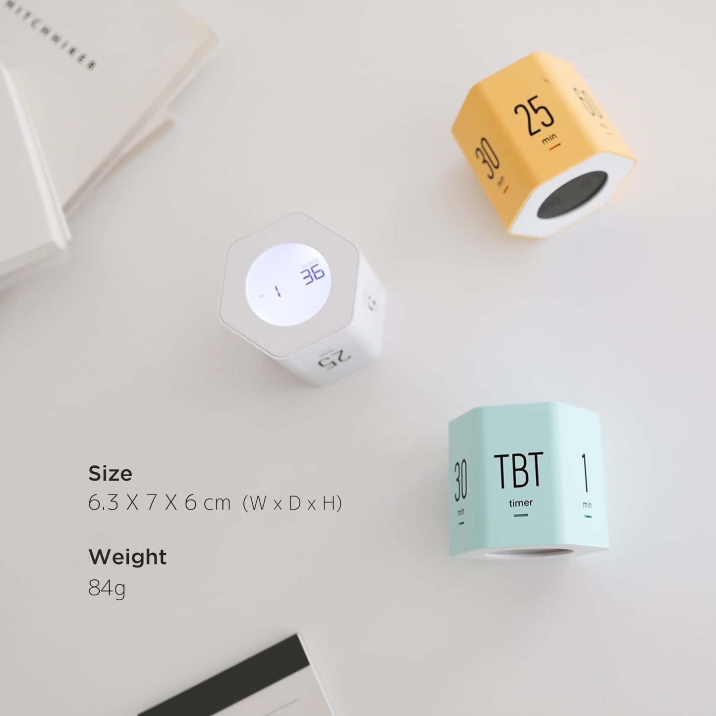 mooas Multi-Hexagon Clock Cube Timer, Digital Clock Time Timer, Pomodoro Timers, Backlit Display 12/24H Mode Count up & Countdown, Rotating Various time presets ideal for Classroom Gym Kitchen (White)