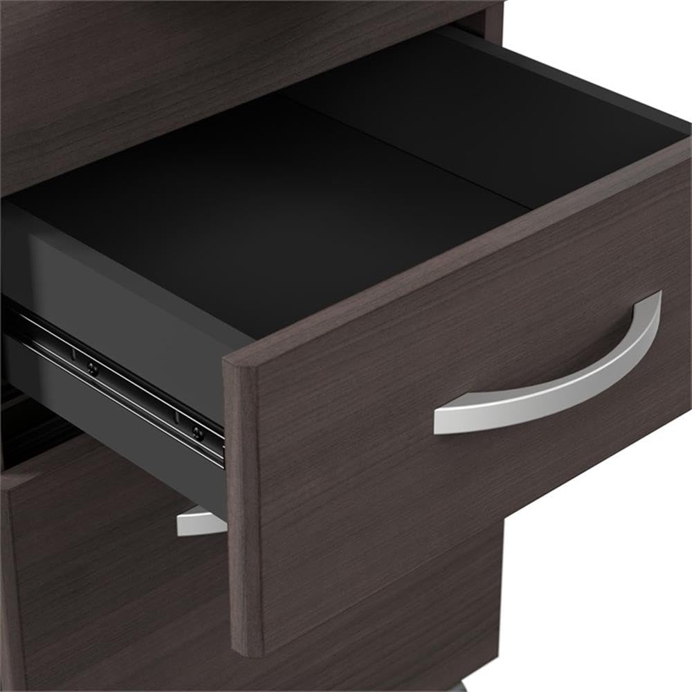 Bush Business Furniture Arrive 60W x 72D L Shaped Reception Desk with Shelf and Mobile File Cabinet in Storm Gray, Modern Receptionist Station for Office Waiting Room