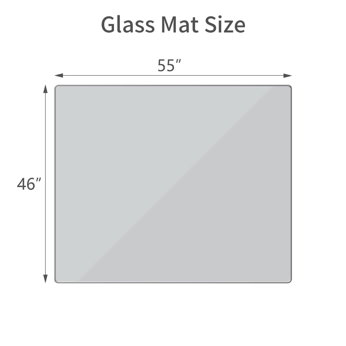 [Tempered Glass] 46" x 55" Glass Chair Mat, Heavy Duty Hard Floor Mat with Round Corner and Polished Edge, Office Chair Mat for Carpet Office Home Hardwood Floor Desk