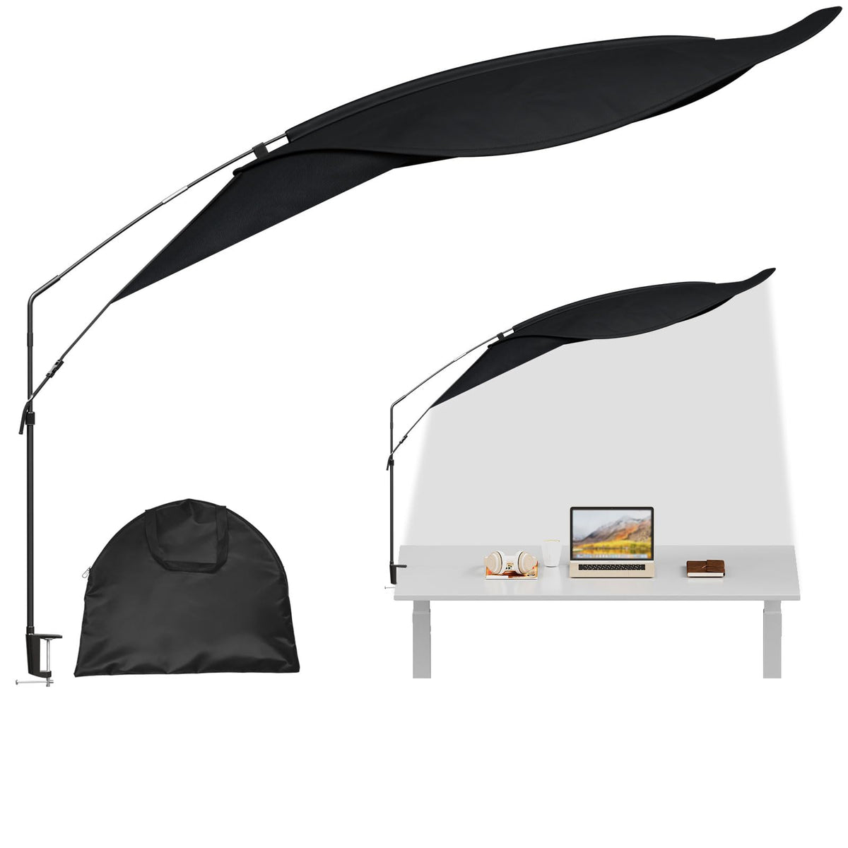 Large Office Cubicle Desk Shade – Blocks Overhead Light, Reduces Eye Strain & Headaches for Light Sensitive Workers, Anti-Glare Canopy, Black