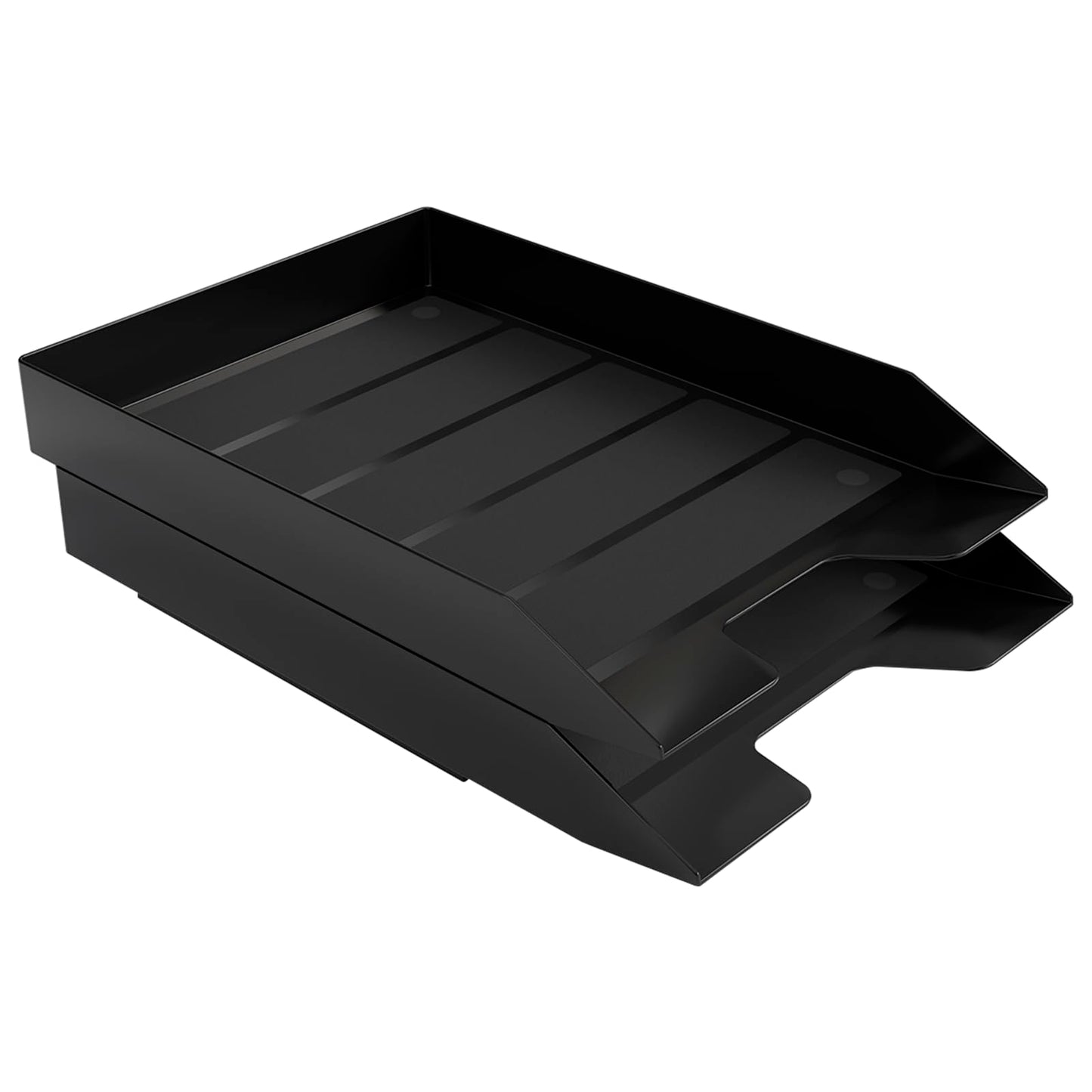 Acrimet 2 Tier Paper Organizer Letter Tray - Plastic Stackable Desk File Organizer, Front Load Paper Sorter Organizer for Letter/A4 Office File Folder Holder - Black
