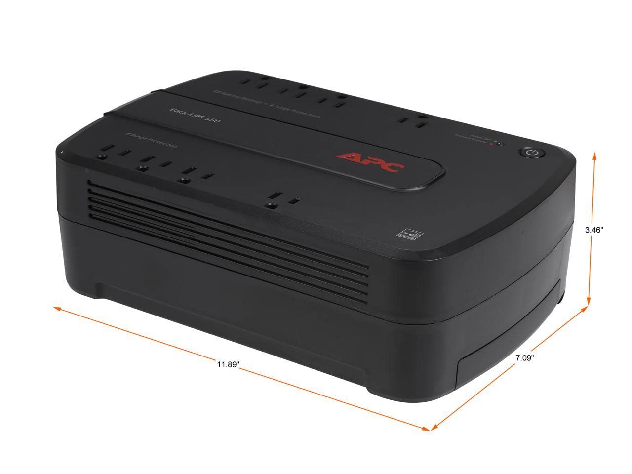 APC Back-UPS 550VA / 330W Battery Backup & Surge Protector, 8 Outlets, RJ45 Ethernet Protection, BE550G Uninterruptible Power Supply for Computers, Wireless Routers, and Home Office Electronics