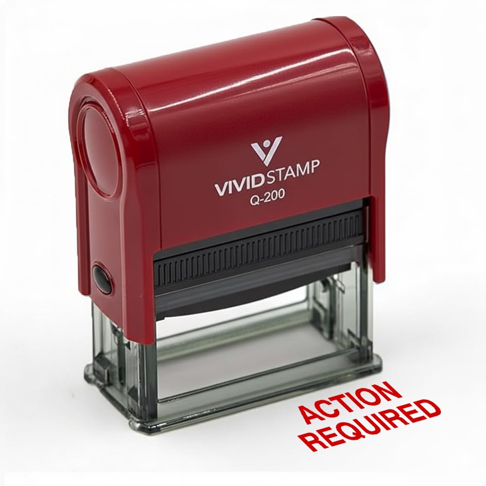 Action Required Office Self Inking Rubber Stamp (Red Ink) - Large