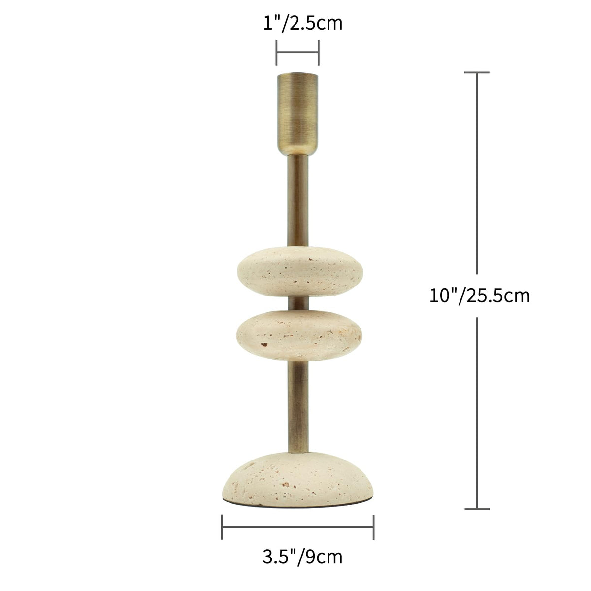 NEXOTIQUE Marble Candlestick Holders, Taper Candle Holder for Table Candles White Candelabra Candle Holders for Console Tabale, Wedding Centerpiece, Cozy Home Decor, Travertine, 10''