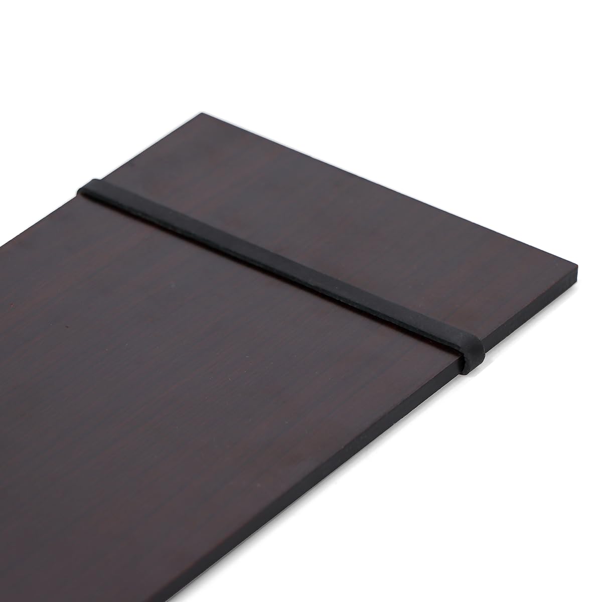 LZMS 4 Pcs 4 1/2" x 12 1/2" Dark Wood Color Clipboards - Menu Holder - Check Presenter with Straps - for Pocket Sized Notepads