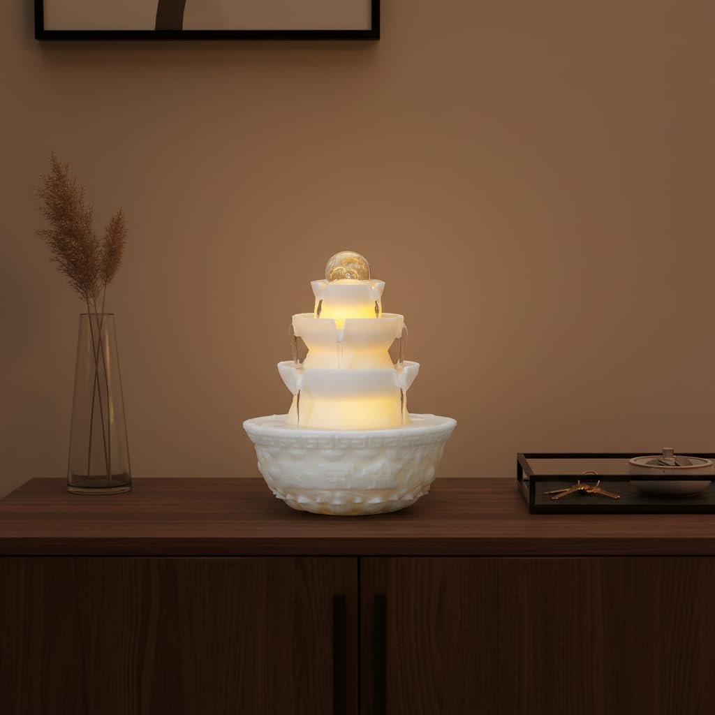 Tabletop Water Fountain - Desktop Waterfall Fountain Indoor Tabletop Humidifiers Home Decoration for Office, Living Room, or Bedroom