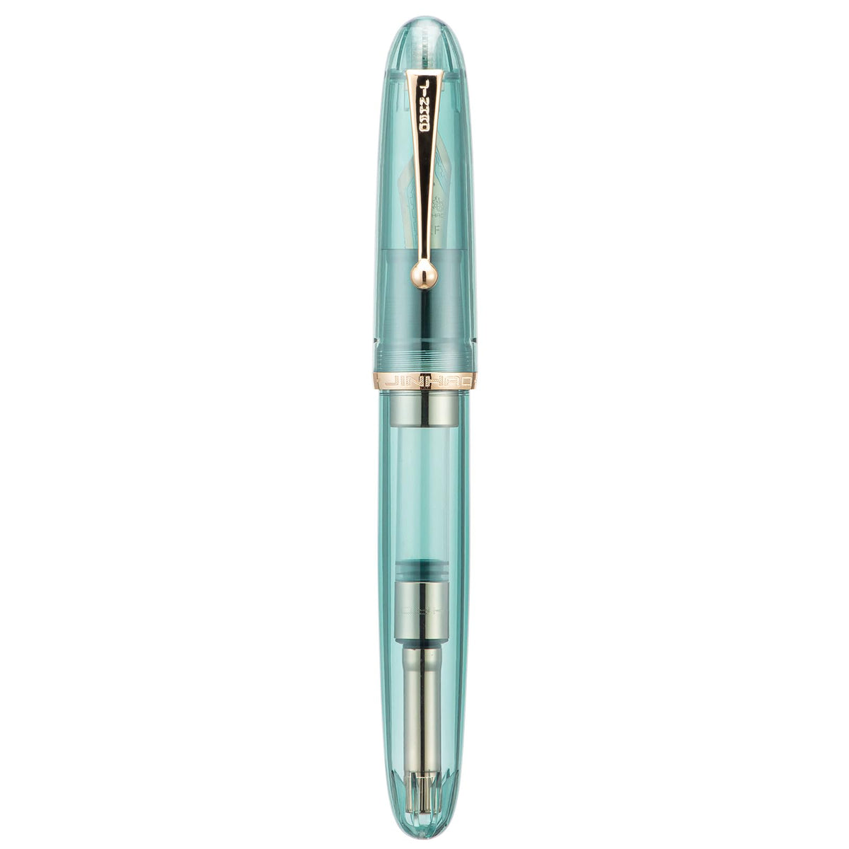 Jinhao 9019 Fountain Pen Dadao Series Transparent Blue Acrylic Gold Trim #8 Extra Fine Nib with Large Converter for Writing, Signature and Calligraphy