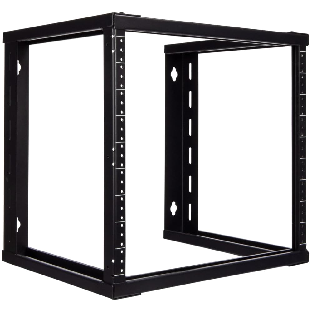NavePoint 9U Open Frame Wall Mount Server Rack for 19" Networking IT Equipment & A/V, 12-24 Threaded, Compatible with 2-Post Mounting, Black
