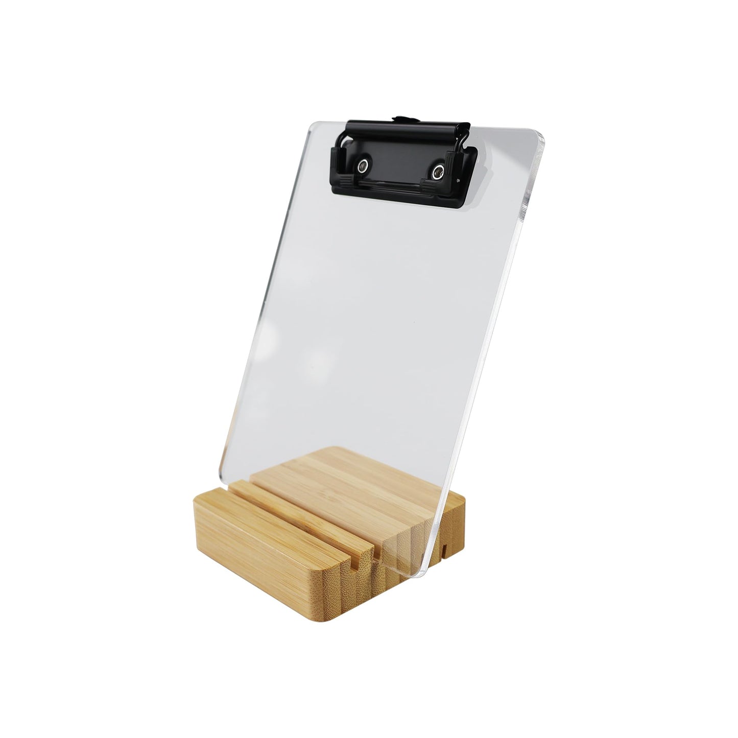Mini Clipboard with Stand,Clear Acrylic Freestanding Small Clipboard A6 Size,Sign Holder,Document Typing Paper Stand,Menu Display Board,Receipt Holder (4"×6")