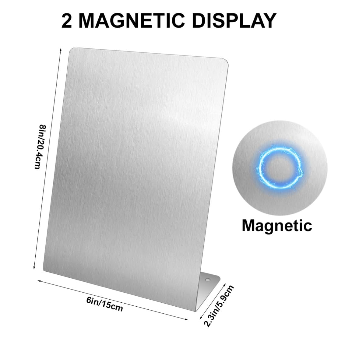 2 Pcs Magnetic Bulletin Board with Stand Metal Tabletop Memo Board Magnet Menu Easel Board Stainless Steel Display Stand for Office Home Kitchen School 10.4 x 6 in