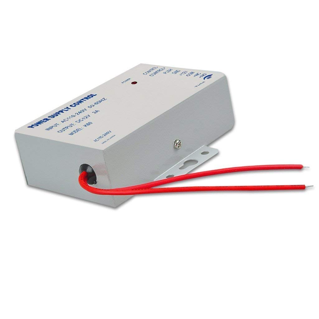 AMOCAM K80 Power Supply Control, AC 110-240V to DC 12V Power Supply for Door Access Control System, Video Doorbell, Electric Strike Lock, Bolt Lock, Magnetic Lock, Power Supply Controller
