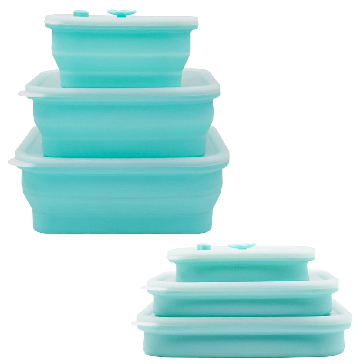 EnviKitchen Food Storage Containers with Airtight Lids - Collapsible Container for Kitchen, Pantry Organization - Silicone Air Tight Snack, Lunch Organizer Set - Oven, Microwave, Freezer-Safe - 3 Pack