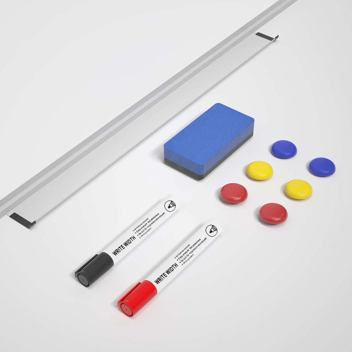 Magnetic Dry Erase Whiteboard - 46 x 33 Inch White Board - 4 x 3 Large Wall-Mounted Board with Silver Aluminum Frame, 1 Magnetic Eraser, 2 Pens, Detachable Marker Tray, 6 Magnets