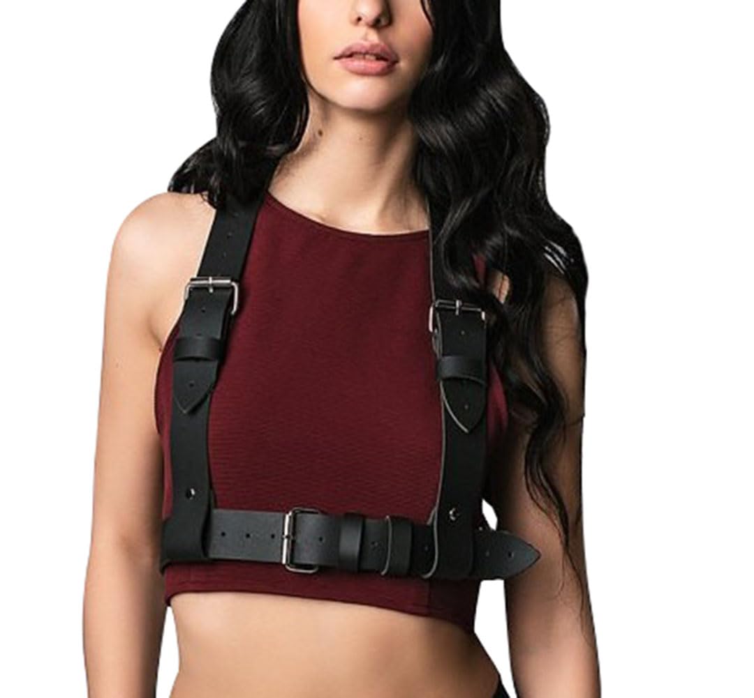 Punk Waist Belt Women Leather Body Chain Top Adjustable Straps Harness Gothic Corset Accessories for Dresses Party