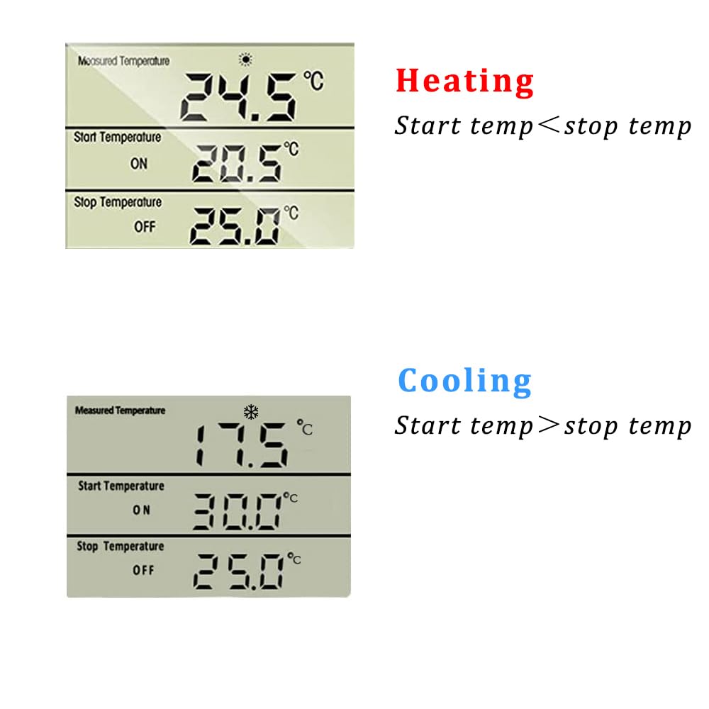 Plug in Thermostat Temperature Controller Heavy Duty Digital Thermostat Outlet Plug Heating Cooling Mode Countdown Timer