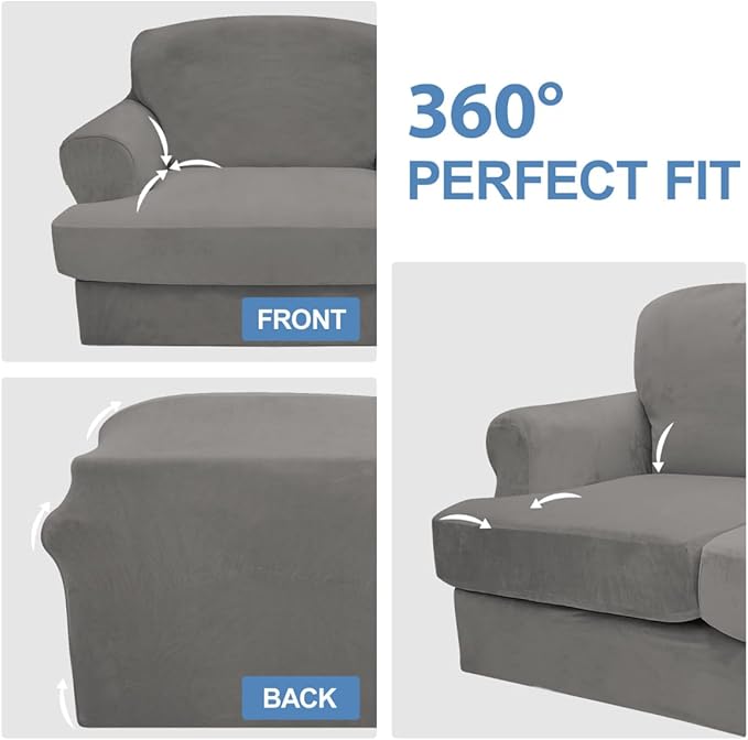 CUCRAF Cushion Sofa Cover 3 Piece Slipcovers, Soft Thick Velvet Couch Cover
