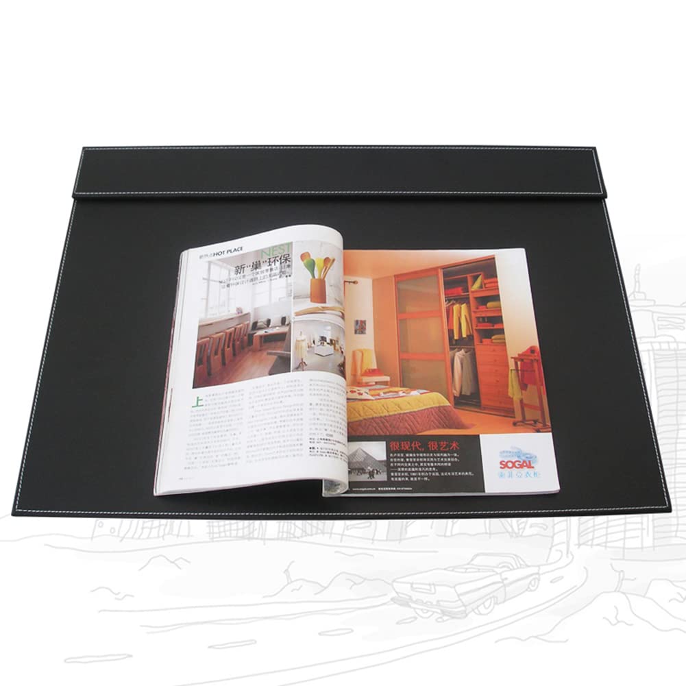 KINGFOM Ultra-Smooth PU Leather Desk Pad & Mat Office Desk Drawing & Writing Board A3/ A4 File Paper Clip Table Protector Mat on Top Large 24''x18'' (Brown)