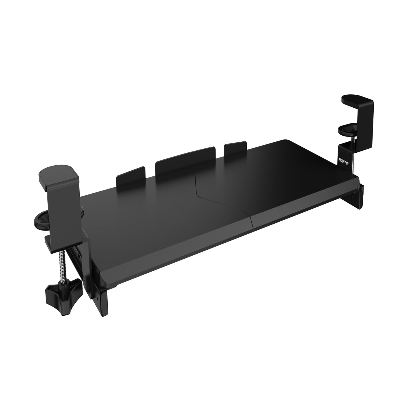 Mount-It! 24” Clamp-On Under Desk Keyboard Tray, Slide-Out Keyboard Drawer for Desk, Ergonomic Pull-Out Platform with Smooth Gliding Tracks, No-Drill C-Clamp Mount, Under Desk Keyboard Holder