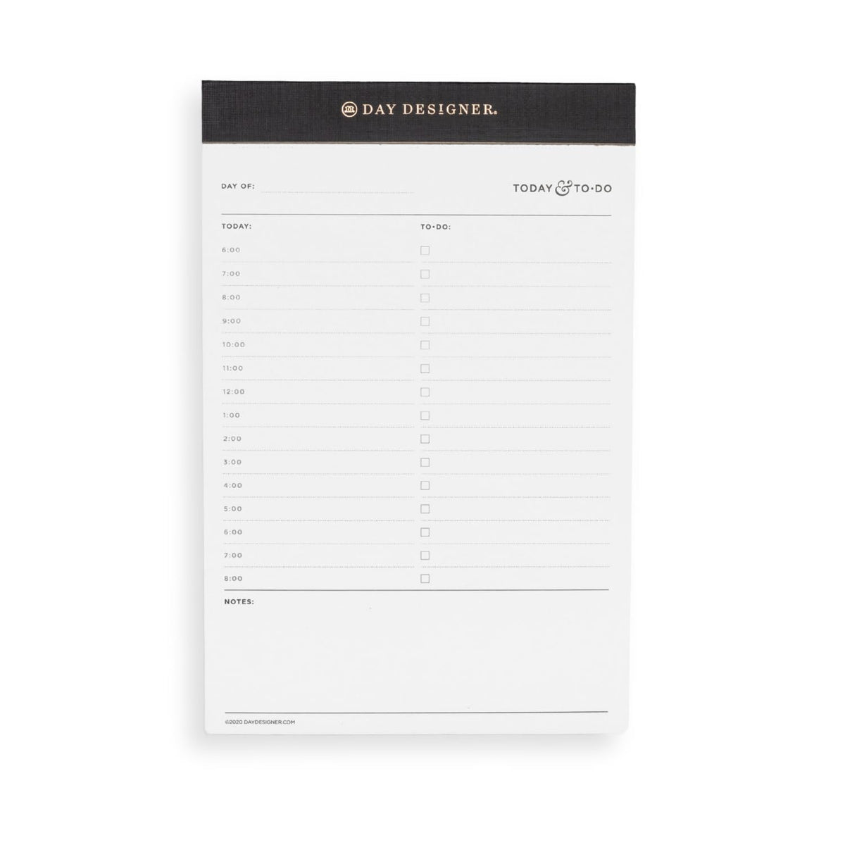 Day Designer Daily Planning Pad, with Schedule and To Do List, Charcoal Trim with Gold Logo Detail | 5.25” x 8” | expertly crafted for functional organization, and effortless style (Charcoal, Extra Thick Notepad - 5.25" x 8")
