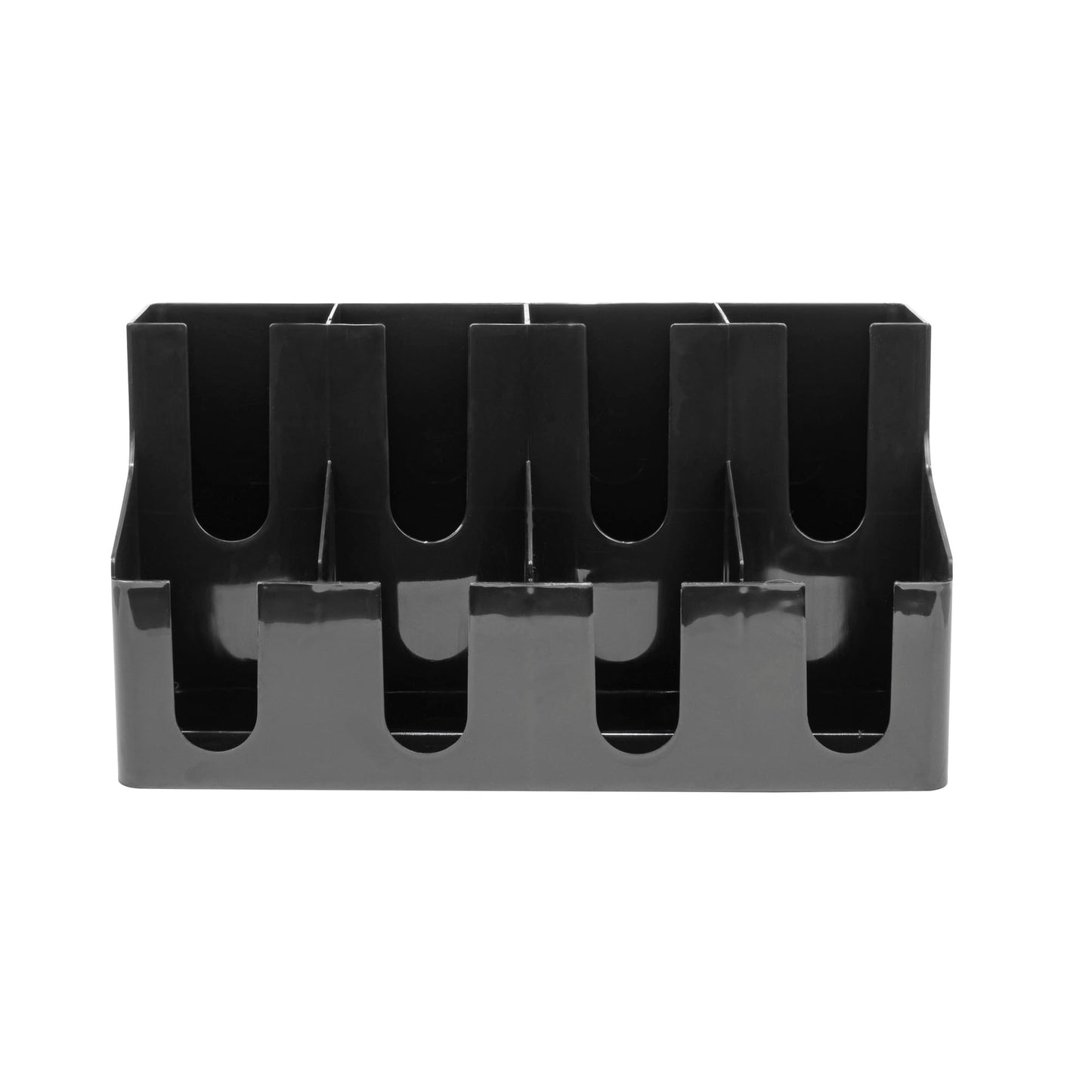 Restaurantware Restpresso Coffee Bar Organizer, 1 Count Durable 8 Compartments, Compact Size, Black Plastic Tabletop Coffee Supplies Organizer For Homes, Office Spaces, Breakrooms, and Lounges