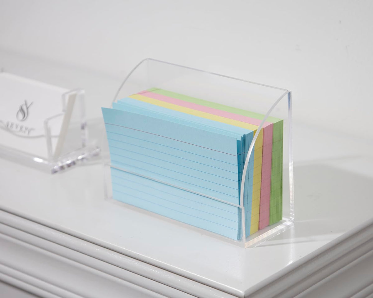 SEVENY 2 PACKS 3x5 Acrylic Index Card Holder Business Card Display Stand for Desk File Note Clear Postcard Stand Index Card Rack Acrylic Business Card Stand for Office Business Classroom (No Card)