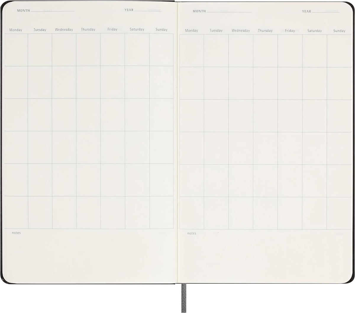 Moleskine Classic Weekly Undated Planner, Hard Cover, Large (5" x 8.25"), Black, 288 pages