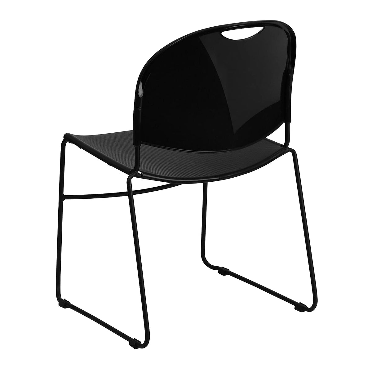 Flash Furniture Hercules Series Ultra-Compact Plastic Stacking Event/Waiting Room Chairs, Ergonomic Lobby Chairs with Contoured Seats, Set of 5, Black