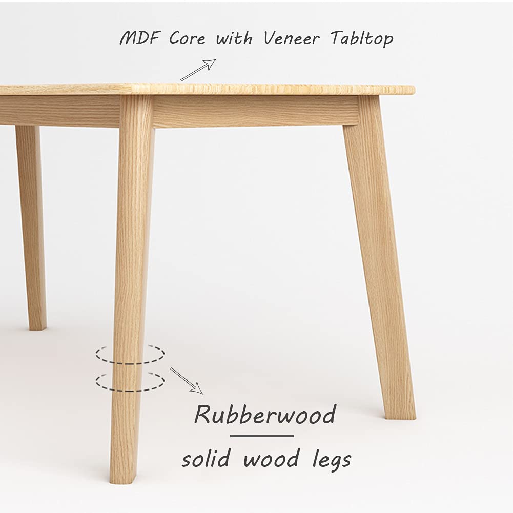 IOTXY Simple Wooden Writing Desk - Modern Minimalist Style PC Laptop Computer Workbench with Solid Wood Legs, 47" W Home Office Work Table for TV Stand Music Video Live Broadcast Workstation, Oak