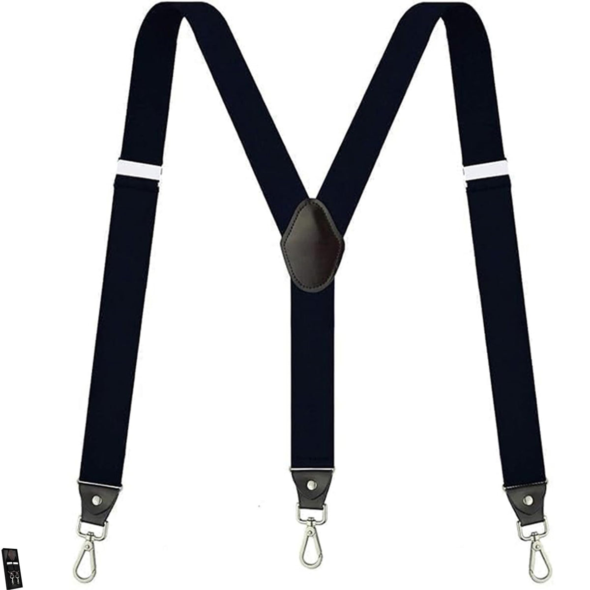 Vauhse Delicated Suspenders for Men, Adjustable Suspenders with Elastic Straps Y-Back Construction Heavy Duty for Work Black