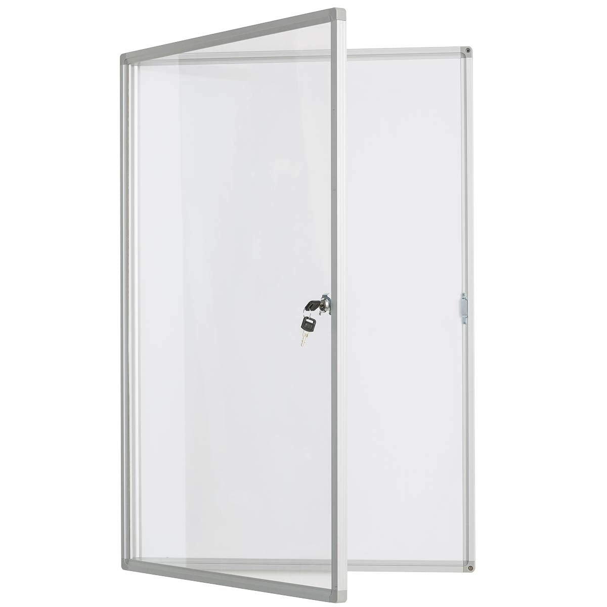 BIBOC 36x24 Inches Lockable Bulletin Boards White Board Frame Enclosed Display Case,with Magnets,for School Message Notice Whiteboard