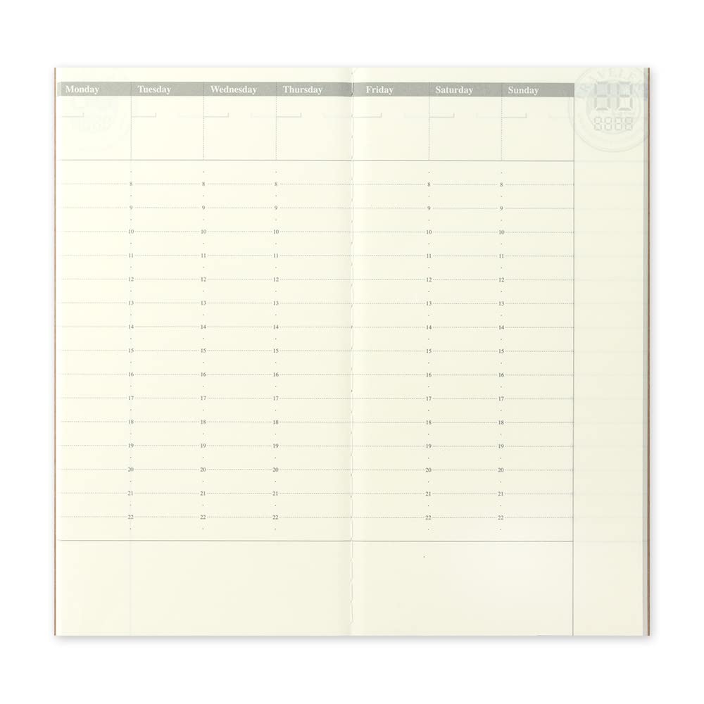 Traveler's Notebook, Refill, Vertical Weekly Free, Regular Size, 14379006