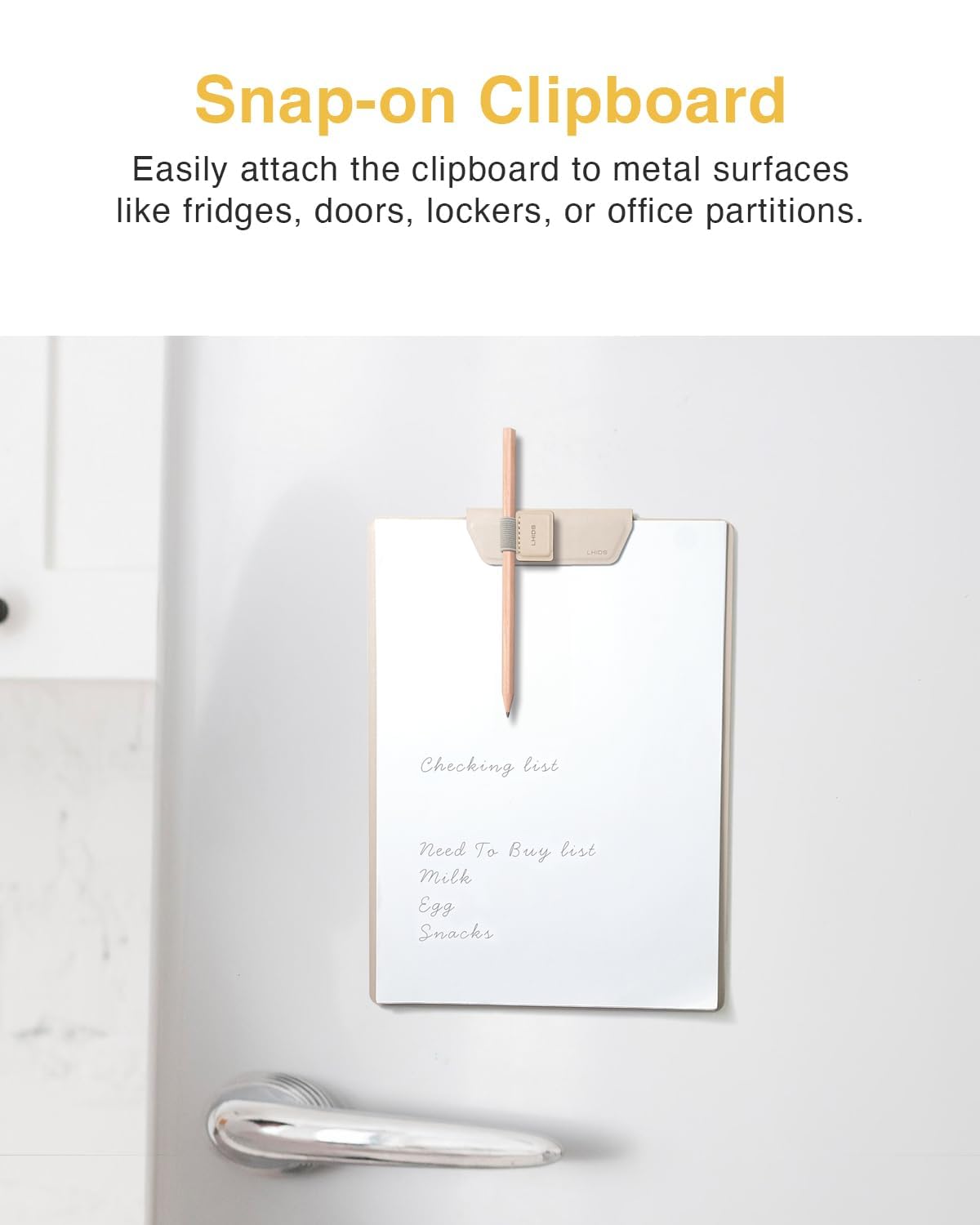 LHiDS Magnetic Clipboard – Slim Leather Writing Board with Detachable Pen Holder, Professional Magnetic Clipboards for Office, (A4 Letter Size, 9x12.5) (Apricot, A4 Letter)