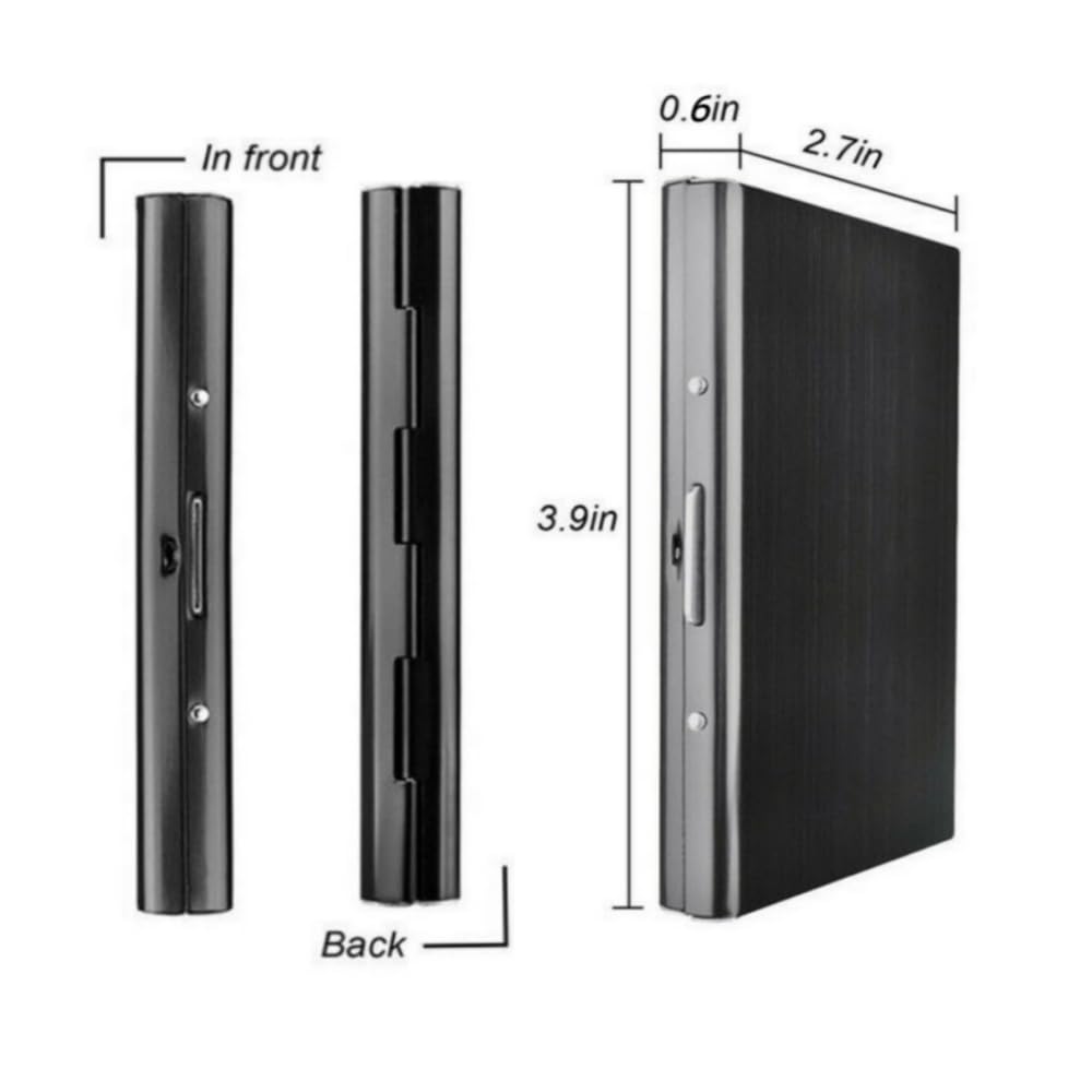 Sungbesi Slim Stainless Steel Metal Card Box Wallet - RFID Blocking Credit Card Holder & ID Protector for Women & Men, Holds Credit/Debit/Business/ID Cards(Black metal wallet 10 grid)