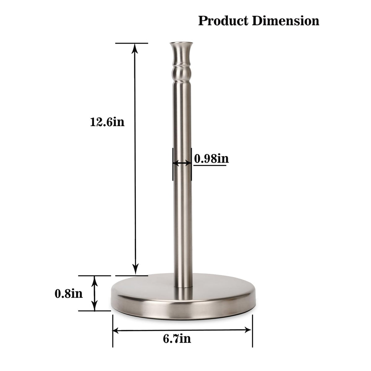 Sfemn Paper Towel Holder Countertop, Standing Paper Towel Roll Holder for Kitchen Bathroom, with Weighted Base for One-Handed Operation, No Wobbly (Brushed Nickel)