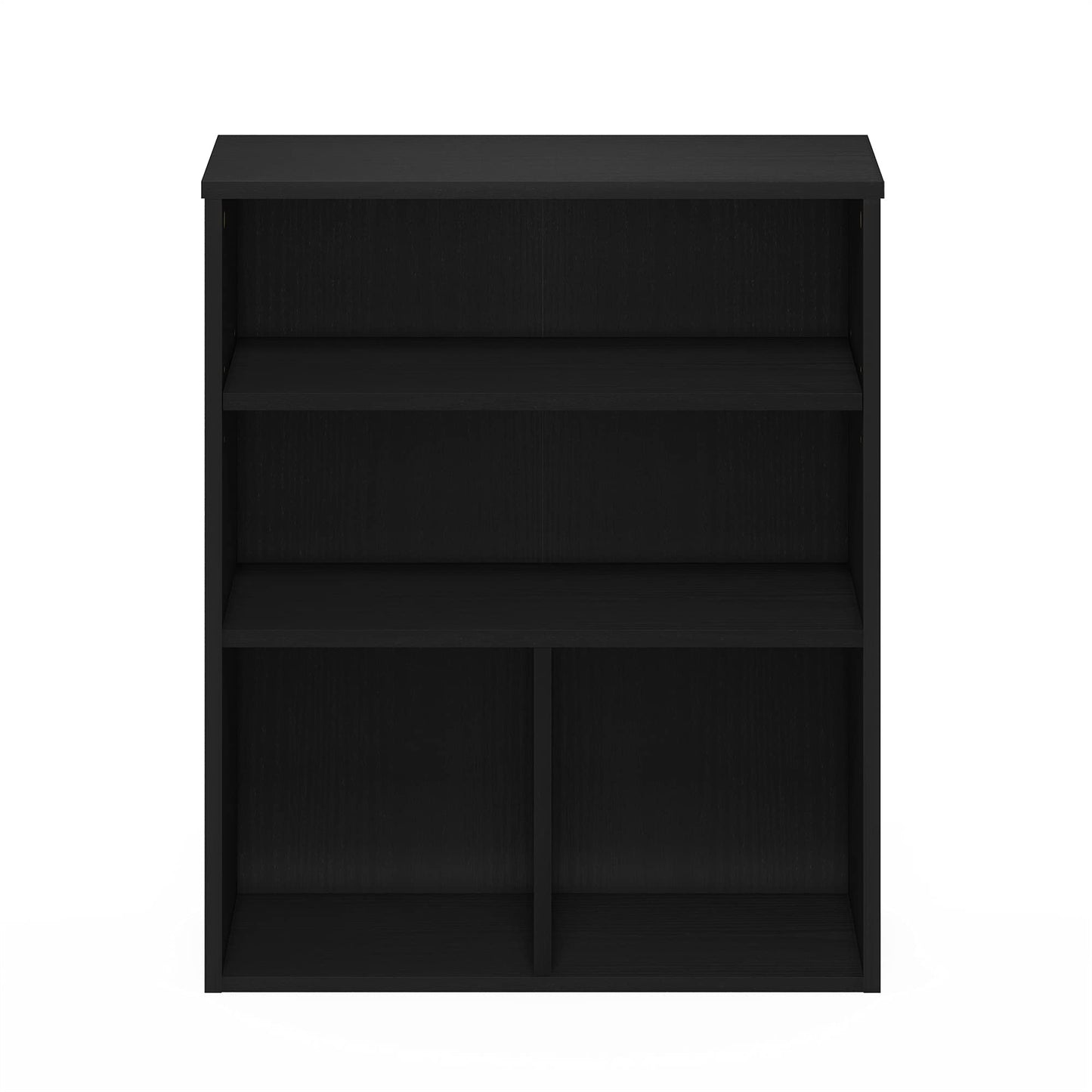 Furinno PASIR Book Shelf, 3-Tier Display Bookshelf with Adjustable Shelf, Cube Storage Bookcase, 11.8 x 23.6 x 28.2, for Living Room, Bedroom, Home Office, Black Oak