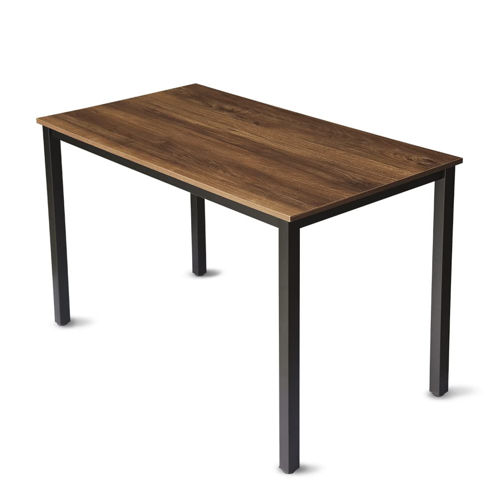 GL GLOBAL LIFE 47 inch Large Computer Desk Wood, Modern Simple Style Desk for Home Office, Bedroom, Study Student Writing Desk, Small Spaces, Black Metal Frame, Walnut Top