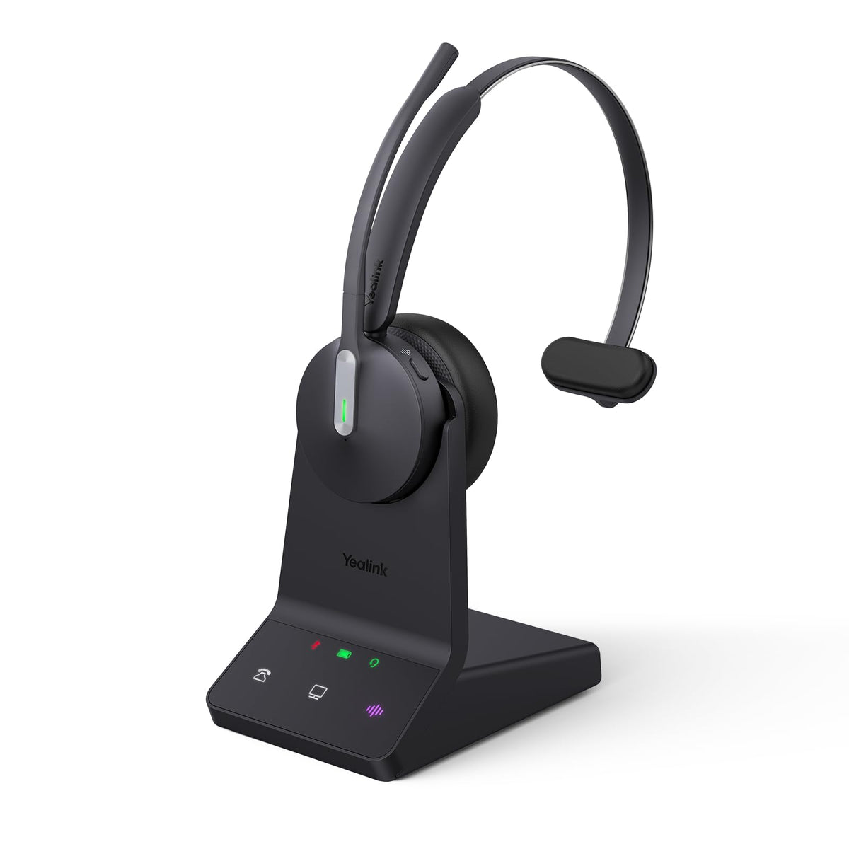 Yealink WH64 DECT & Bluetooth Wireless Mono Headset, 606ft Long Range Work Headphones, 3X Noise Cancelling Mic, 26H Calls, Office Single On Ear Headsets (Desk Phone,PC,Cellphone) for Teams Zoom UC