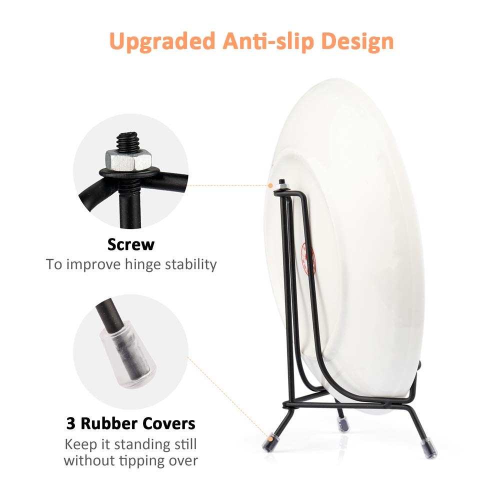 Mocoosy 6 Pack 3 Size Improved Anti-Slip Plate Stands for Display, 4 6 8 Inch Plate Holder Display Stands, Black Iron Wire Easel Frame Stand for Pictures, Photos, Decorative Platter, and Table Art