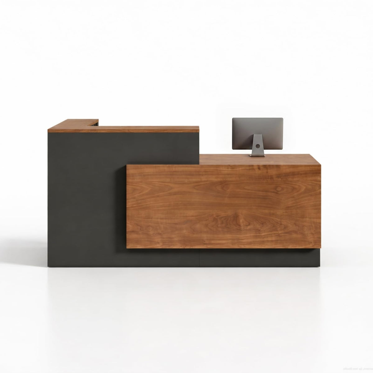 YTElantivo L-Shaped Reception Desk with Counter, 1-Inch Thick Board, Lockable Drawers & Keyboard Tray, Heavy-Duty Front Desk for Office, Salon, Hotel & Clinic