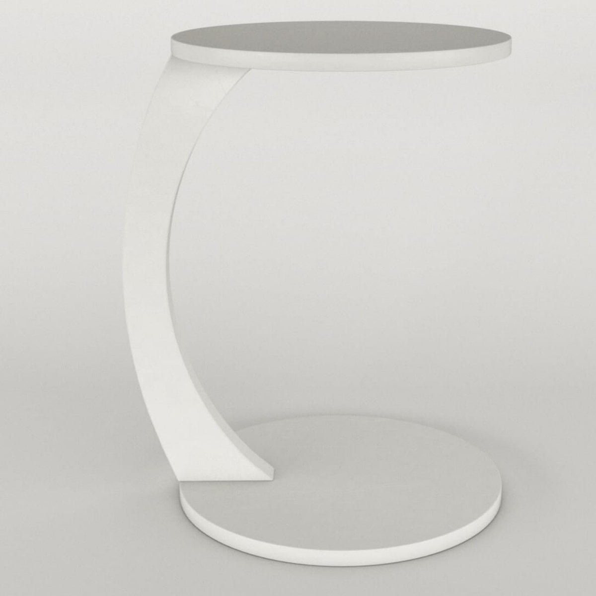 Furpinea C Shaped End Table for Couch Small Places, Space Saver Round Side Table for Sofa and Bedside with Wheel, Coffee and Eating Snack Time Tray for Living Room, Office (White)