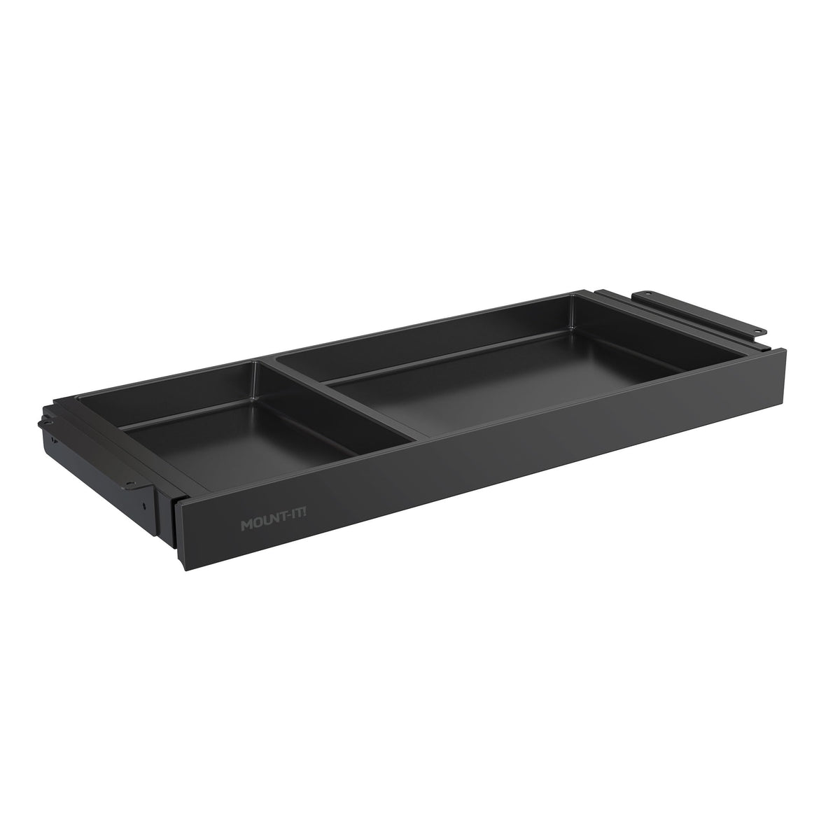 Mount-It! Under Desk Drawer Organizer with 2 Compartments, Shallow Low-Profile Slide-Out Desk Tray, 20.7″ x 8.9″ x 1.8″, Pull-Out Pencil Drawer for Traditional & Standing Desks - Black