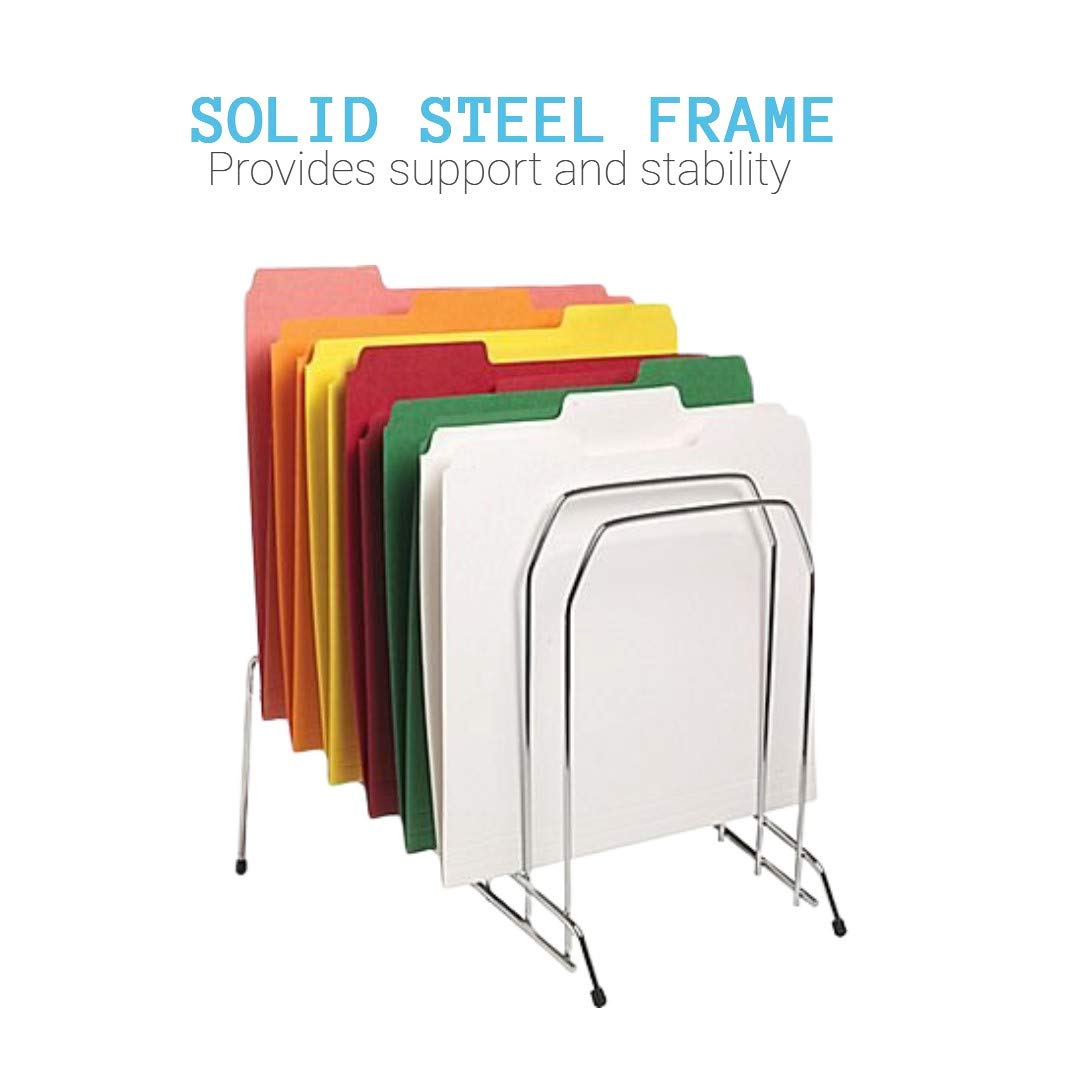 1InTheOffice Metal Incline Desk File Sorter, File Sorter, File Sorter for Desk, File Sorter Organizer. 8-Compartments, Chrome