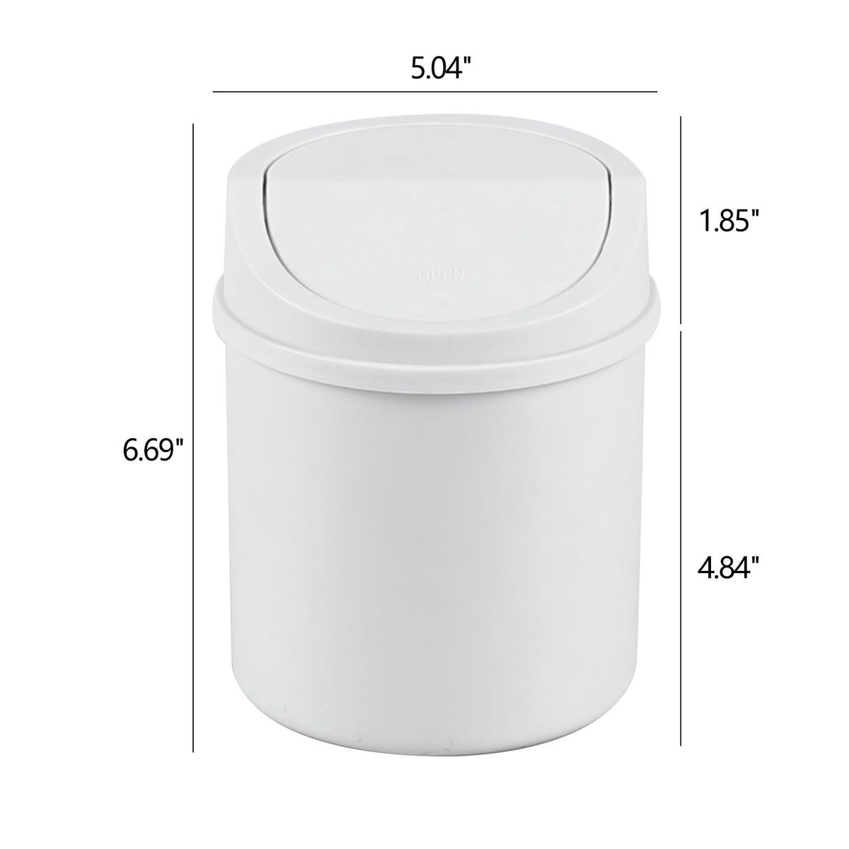 Eagrye 0.5 Gallon Tiny Desktop Trash Can, Mini Garbage Can with Swing Lid, White