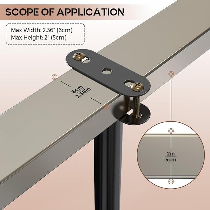 2Pcs Adjustable Height Bed Frame Support Leg, Extra Sturdy Steel Bed Frame