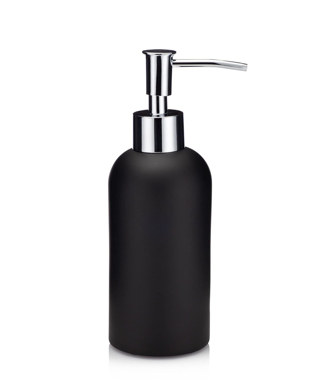 Essentra Home Matte Black Collection 4-Piece Bathroom Accessory Set. Includes: Soap Dispenser with Chrome Pump, Toothbrush Holder, Tumbler and Soap Dish